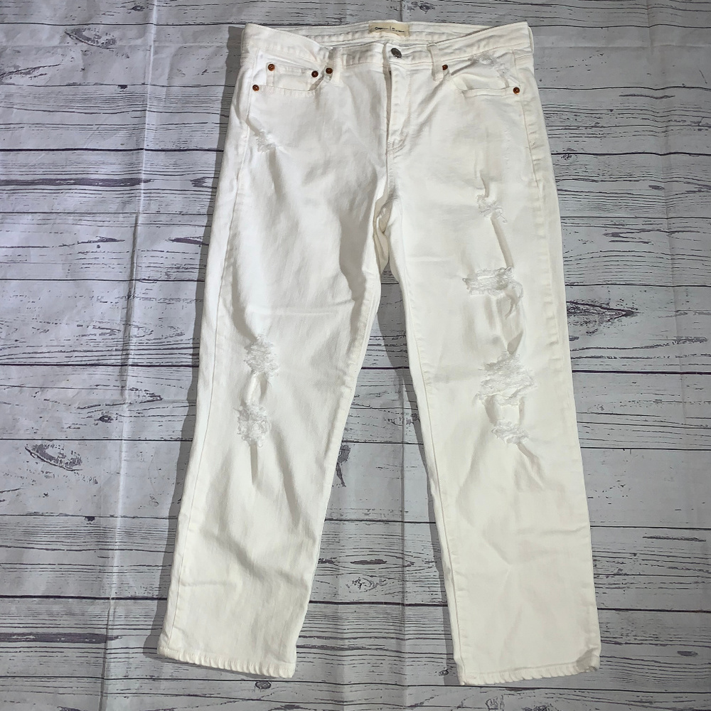 GAP Womens Slim Crop Destroyed Jeans Size 29 White